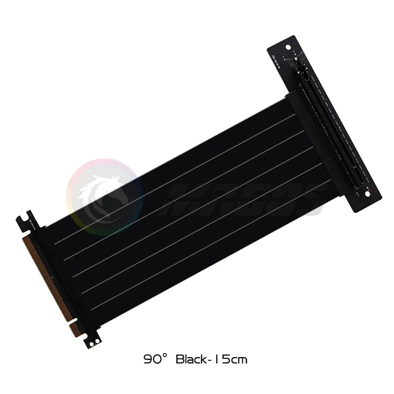 PCIE 4.0 X16 Riser Cable Video Card Extension Shielded Flexible 90°