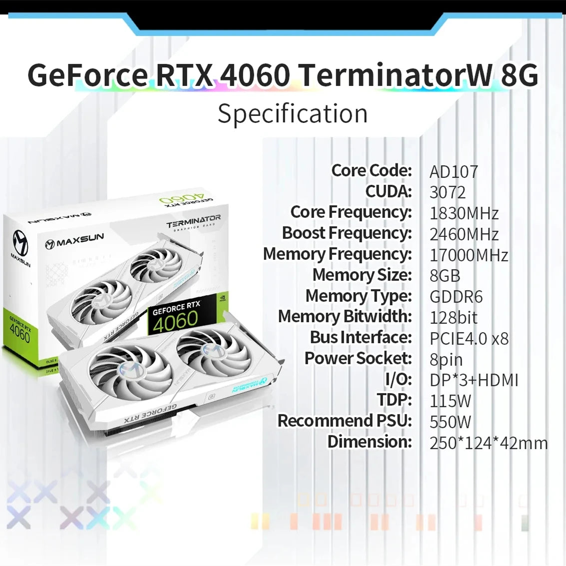 MAXSUN Graphics Cards RTX 4060 Terminator 8G GDDR6