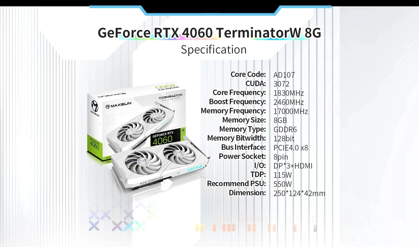 MAXSUN Graphics Cards RTX 4060 Terminator 8G GDDR6
