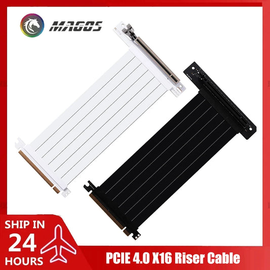 PCIE 4.0 X16 Riser Cable Video Card Extension Shielded Flexible 90°